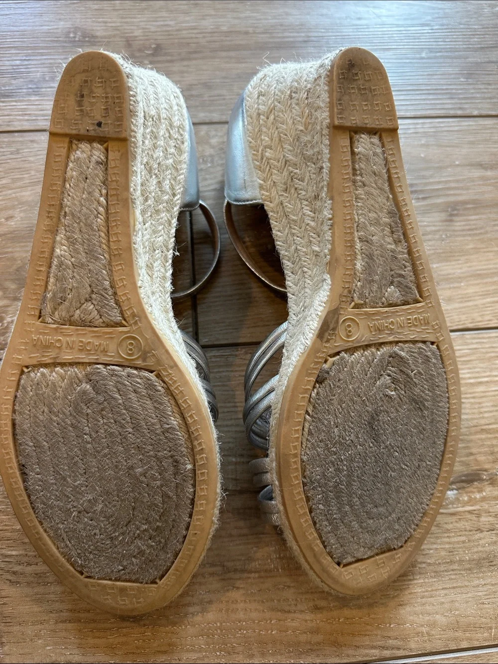 Talbots Silver Lyndsay Woven Espradilles Wedges Size 8